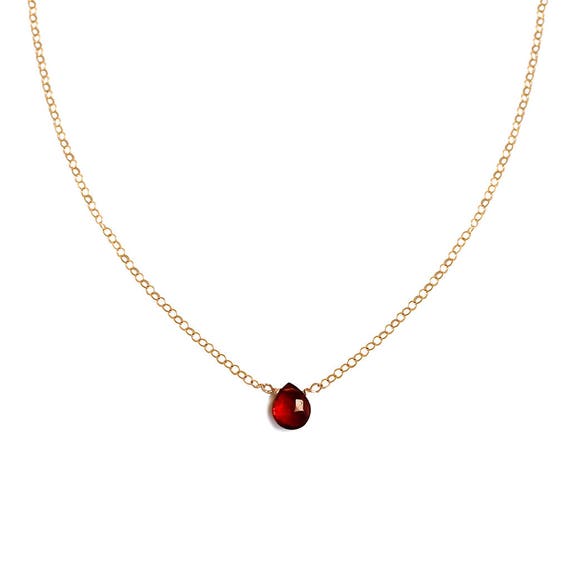 Small Garnet Pendant Garnet 14K Gold Filled Sterling Silver