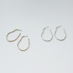 Irregular Post Back Hoop Earrings Sterling Silver or Brass Wavy Hoop Earrings Unique Gold Hoop Earrings image 8