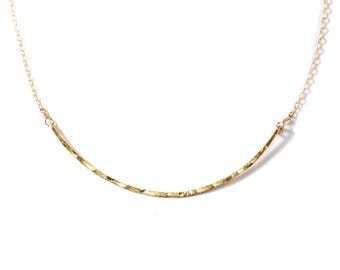 Curved Bar Necklace - Gold Filled Curve Arc Collar Necklace / Sterling Silver, Rose Gold Choker / Simple Everyday - "Scenic Route Necklace"