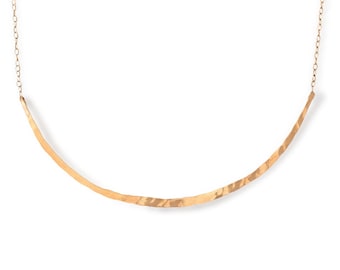 Gold Choker Necklace - Hammered Curved Bar Necklace - Silver Curved Arc Necklace - Collar Necklace - Rose Gold Fill Choker / Crescent Collar