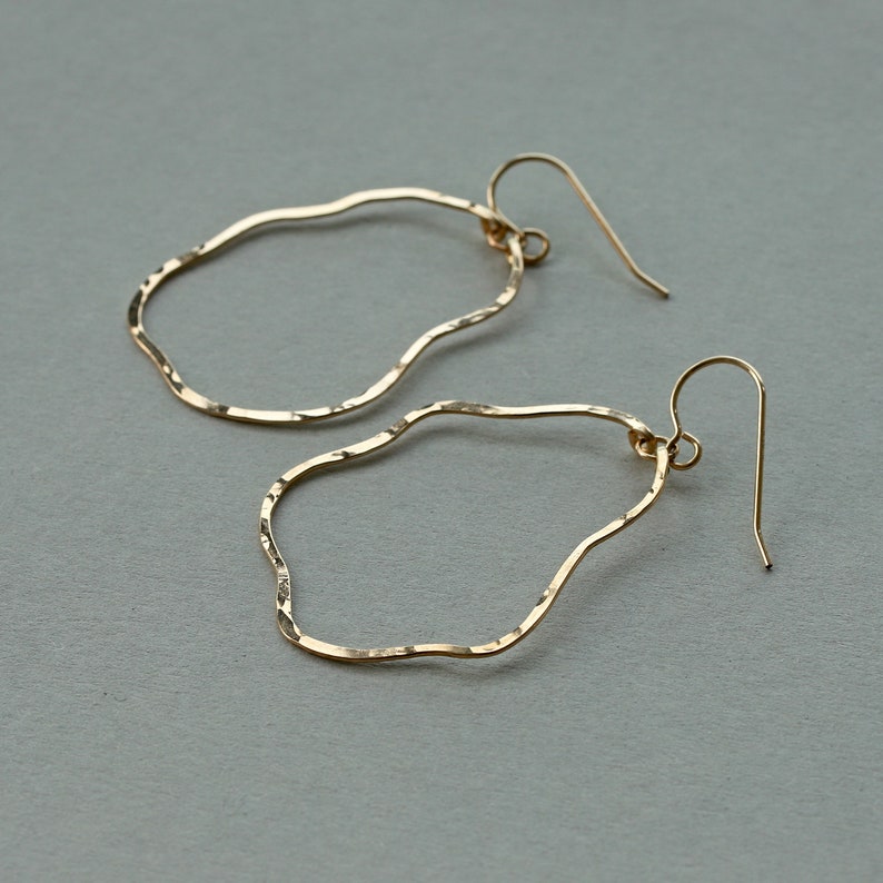 Yung Spud Hoop Earrings Organically Shaped Small Wavy Gold Hoops Wavy Sterling Silver Hoop Earrings Wavy Gold or Rose Gold Hoops image 4