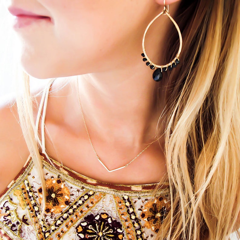 V Necklace Gold Chevron Necklace Wide V Shaped Pendant Etsy