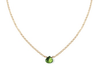 Peridot Necklace - August Birthstone Necklace, Small Peridot Pendant on 14K Gold Fill Chain or Sterling Silver Chain, Peridot Jewelry