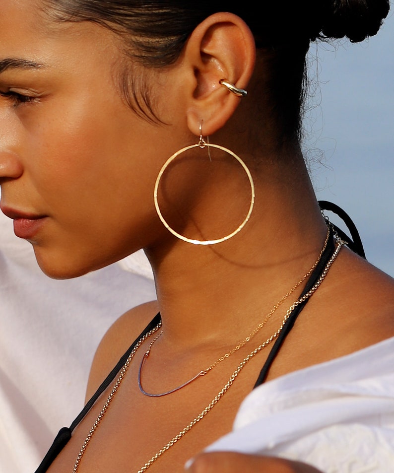 Large Gold Hoop Earrings Extra Large Hoop Earrings 14K Gold Fill, Rose Gold, Sterling Silver Dangle Hoop Large Silver Hoops HYPERBOLE image 3