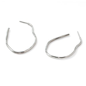 Irregular Post Back Hoop Earrings - Sterling Silver or Brass Wavy Hoop Earrings - Unique Gold Hoop Earrings