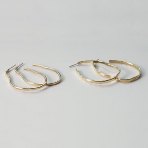 Irregular Post Back Hoop Earrings Sterling Silver or Brass Wavy Hoop Earrings Unique Gold Hoop Earrings image 7
