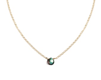 Small Labradorite Pendant - Dainty Labradorite Necklace on Delicate 14k Gold Fill or Sterling Silver Chain - Faceted Labradorite Necklace