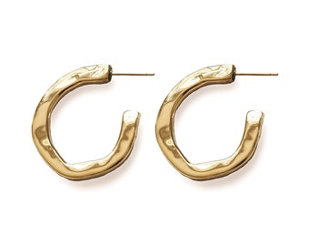 Chaia Hoops / Organically Shaped Irregular Hoop Earrings / Thick Irregular Handmade Hoops / Substantial Silver Hoops / Small Statement Hoops