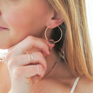 Gold Hoop Earrings Small - Endless Gold or Silver Hoops - Small Thin Hoop - 1.5&quot; Hoops - 14k Gold Fill Endless Hoops - Endless Hoop Earrings