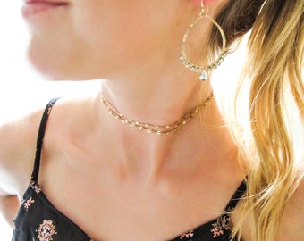 Gold Choker Necklace - Gold Filled Choker Wrap - Simple Gold Chain Gold Fill Wrap Necklace - Double Wrap Choker - Gold Triple Strand Choker
