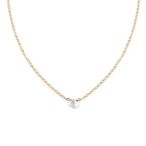 White Topaz Pendant / White Topaz Necklace Everyday Simple Topaz Pendant Choker on 14K Gold Filled or Sterling Silver Chain / Topaz Jewelry