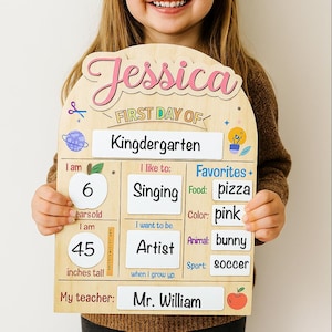 First And Last Day Of School Sign, Reusable Back to School Sign For Photos, Reusable Dry Erase Board, Custom Name 1st Day Of School Board