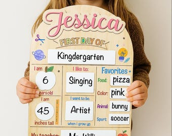 Cartello personalizzato per il primo e l'ultimo giorno di scuola: accessorio fotografico riutilizzabile