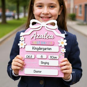 Personalized First Day School Sign, Back to School Sign, Kindergarten 1st Day of School Sign Reusable, Custom First Day School Sign, Gifts
