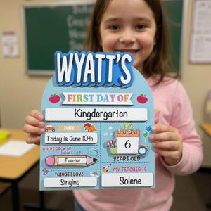 Custom First Day of School Sign, First Day of School Sign, Back to School Photo Prop, Personalization First & Last Day Blue Dry Erase Board