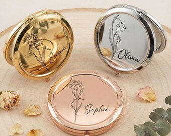 Personalized Bridesmaid Proposal Compact Mirror, Will You Be My Bridesmaid Gift, Custom Engraved Pocket Mirror, Maid of Honor, Wedding Gift