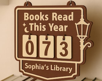 Personalized Books Read Tracker - Books Read This Year, Bookshelf Counter, Bookish Decor, Bookish Gift, Gift for Readers, Book Lovers Gift