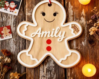 Custom Gingerbread Alphabet Ornament, Kids Name Ornament, Christmas Tag for Stockings, Kids Christmas Gifts, Christmas Ornaments for Family