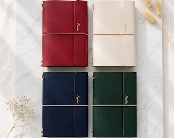 Personalized Trifold Leather Journal Cover, Custom Name Refillable Travelers Notebook, A5 B6 A6 A7 TN