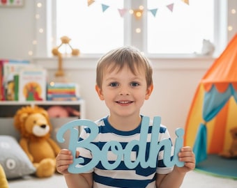 Personalized Wooden Name Sign: Custom Nursery Decor, Script Font