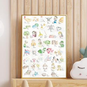 Thai Alphabet Print: Watercolor Poster, Nursery Decor, Learn Thai at Home (Digital Download)