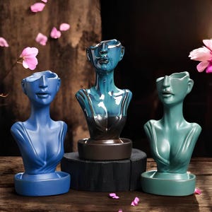 Ceramic Human Face Incense-Burner - Waterfall incense-holder - Meditative incense - Aromatherapy - Nature zen decoration - Incense holder