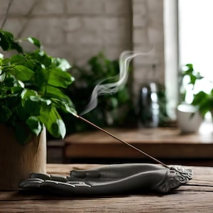 Hand Incense holder &quot;MUDRA&quot; - Buddhist incense holder - Zen ceramic incense burner - Home decor - Relaxation incense-holder