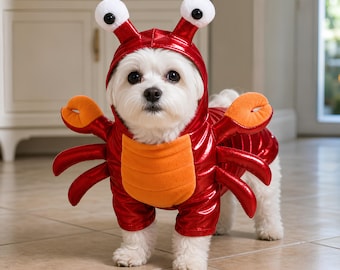 Divertente costume da granchio rosso per animali domestici: morbido vestito per gatti e cani di piccola taglia