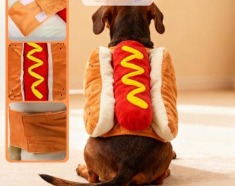 Plüsch Hot Dog Kostüm für Hunde und Katzen