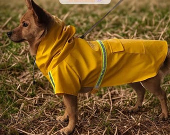 Waterproof Dog Raincoat – Hooded, Reflective Safety Bands