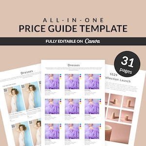 Modèle de feuille de ligne de 31 pages Canva | Guide des prix de gros Catalogue | Liste de produits modifiable Lookbook | Scannez le formulaire de commande pour payer | Numérique