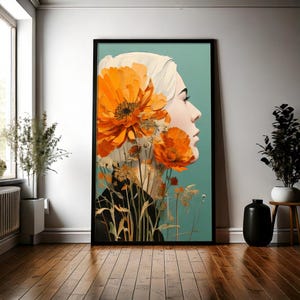 Vertical Frame Mockup: Interior Wooden Floor, Wall Art (PSD)