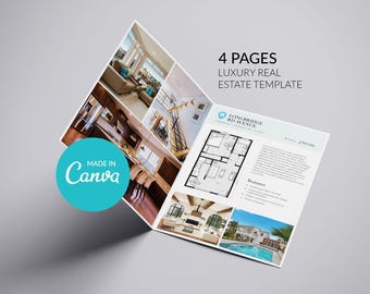 Luxury Real Estate Leaflet | Property Marketing Flyer | Open House Brochure | Realtor Listing Template | Editable Listing | Digital Download