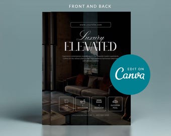 Luxury Real Estate Brochure | Property Marketing Flyer | Dubai Realtor Template | Open House Leaflet | Editable Canva Listing