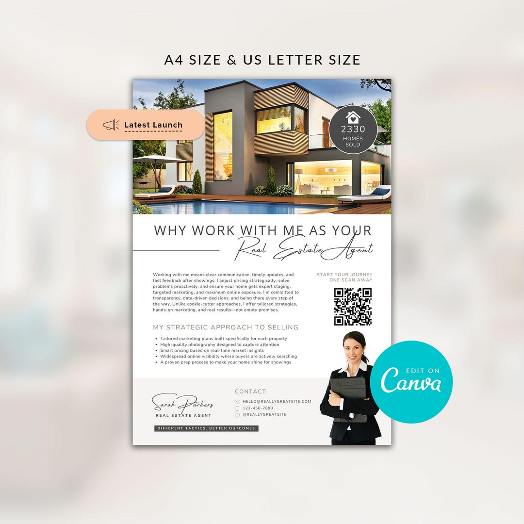 Real Estate Agent Flyer Canva Template | Editable Realtor Marketing ...
