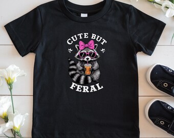 Maglietta carina ma selvaggia, maglietta divertente con procione meme, regalo per bambini, maglietta con procione, maglietta per bambini piccoli, maglietta retrò sarcastica, abbigliamento, abiti con animali