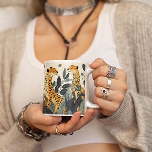 Cheetah Ceramic Coffee Mug: Animal Print Jungle Decor