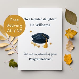 Personalisierte PhD Graduierung Karte: Doktoranden Aquarell Illustration