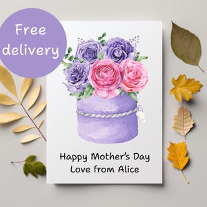 Personalised Mothers Day Card Australia;  Custom Floral Mothers Day Card, Happy Mothers Day card with flowers; Hand-drawn Mothers day card