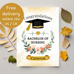 Carte personnalisée de félicitations pour l'obtention d'un diplôme en sciences infirmières ; Carte personnalisée pour infirmière diplômée ; cadeau pour infirmières diplômées, carte de future infirmière