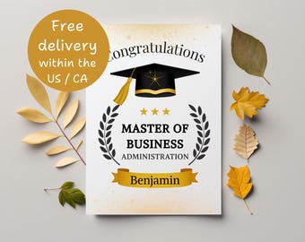Personalized MBA Graduation Card: Black & Gold Keepsake