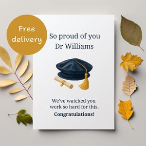 Personalisierte PhD-Graduationskarte: Aquarell Doktoranden Illustration