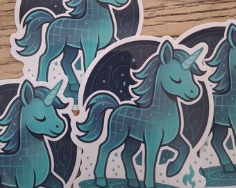 Holographic Cyberpunk Unicorn Sticker | Gamer Vinyl Decal
