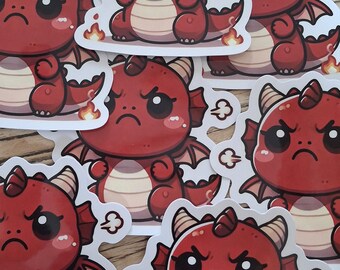 Vinylsticker Angry Chibi Red Dragon: sticker gamerlaptop