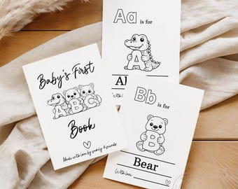 Libro ABC per baby shower, primo libro ABC per neonati, libro da colorare ABC per baby shower, gioco e attività, libro dell'alfabeto per neonati
