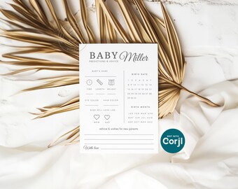 Previsioni e consigli per il bambino Schede di previsione per il baby shower Gioco per baby shower Consigli per i genitori / Download immediato / BP03