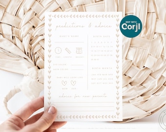 Previsioni e consigli per il bambino Schede di previsione per il baby shower Gioco di spruzzatura per il baby shower Scheda di consigli per i genitori / Download immediato / BS01