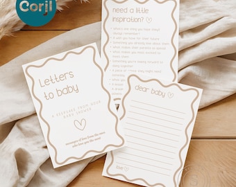 Listy do dziecka do druku, gry i zabawy na baby shower, pamiątkowa karta z życzeniami na baby shower do pobrania, aktywność dla gości | Pobierz natychmiast | BS03