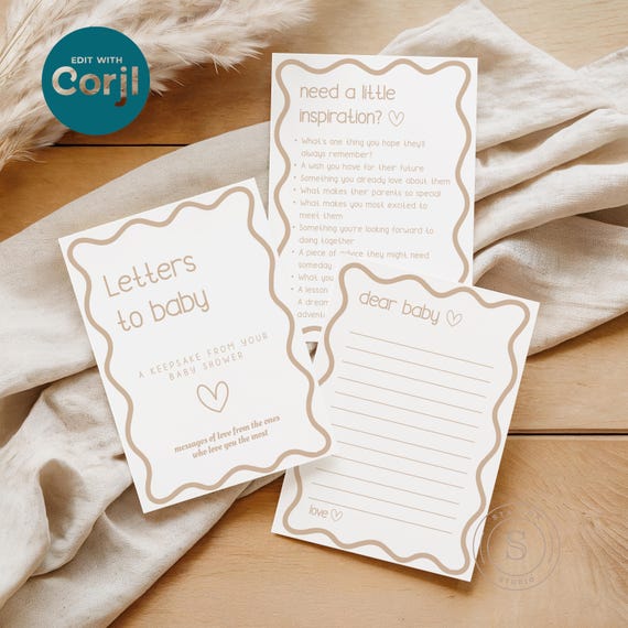 Letters to Baby Printable Baby Shower Activity Games Keepsake Baby Shower Wishes Card Download Activity for Guests | Instant Download | BS03