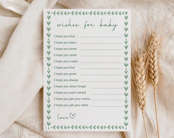 Biglietti ricordo per baby shower stampabili, auguri per il bebè, capsula del tempo per il bebè, consigli e auguri per il bebè, download immediato / BS01